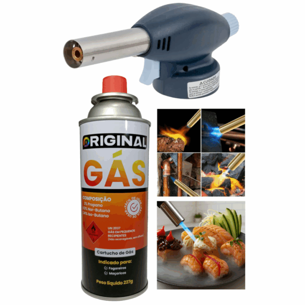Kit 1 Maçarico Multiuso com 1 Refil de Gás Butano